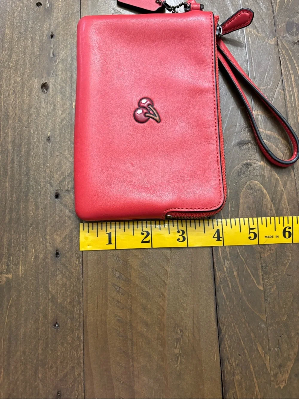 Coach x Pac-Man Corner Zip Wristlet with  Cherry Design